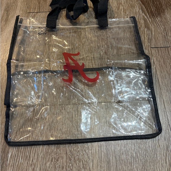 Logo Brands Handbags - Clear Tote Bag with Red Accent